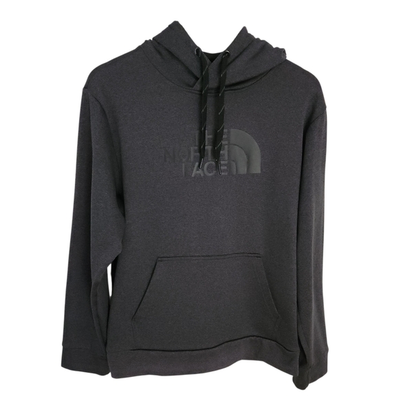 The North Face Men’s Heathered Charcoal Logo Fleece Pullover Hoodie M - like new - Picture 2 of 12